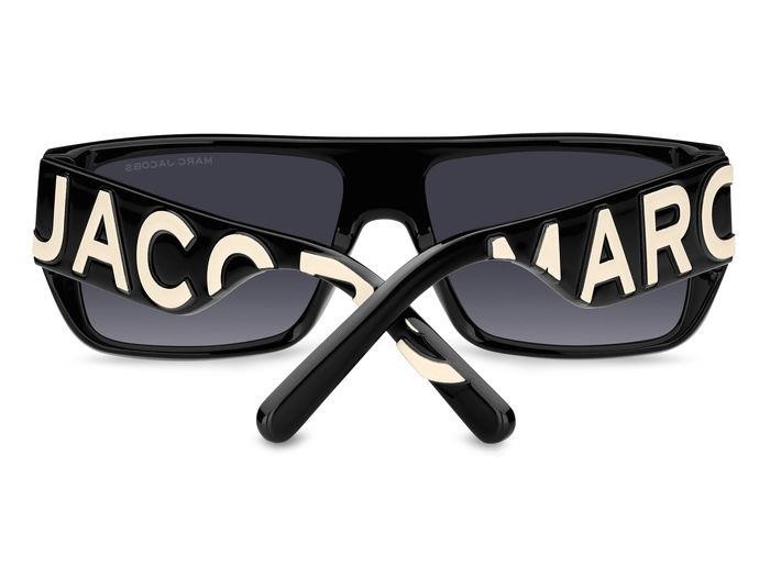 Occhiali da sole Marc Jacobs Logo 096/S 206963 (80S 9O) colore black white forma quadrato lenti dark grey shaded