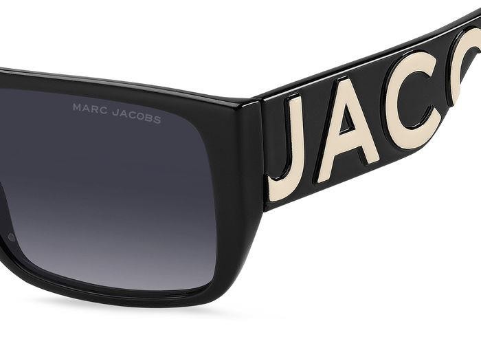 Occhiali da sole Marc Jacobs Logo 096/S 206963 (80S 9O) colore black white forma quadrato lenti dark grey shaded