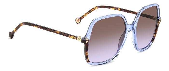 Sonnenbrillen Carolina Herrera Her 0244/S 206982 (MVU QR) farbe azure form quadratisch gläser brown violet doubleshade