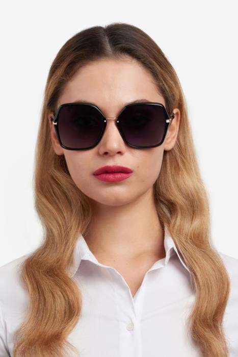 Occhiali da sole Carolina Herrera Her 0217/S 207081 (2M2 9O) colore black gold forma quadrato lenti dark grey shaded