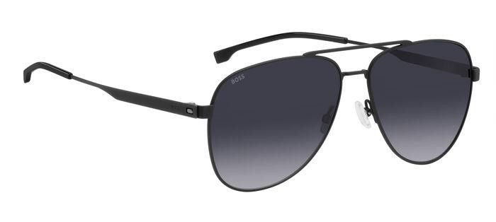 Occhiali da sole Hugo Boss 1641/S 207091 (003 9O) colore matte black forma aviator lenti dark grey shaded