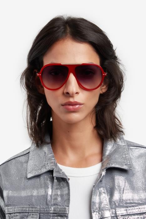 Sonnenbrillen Isabel Marant Im 0162/S 207102 (3EY 9O) farbe red silver form aviator gläser dark grey shaded