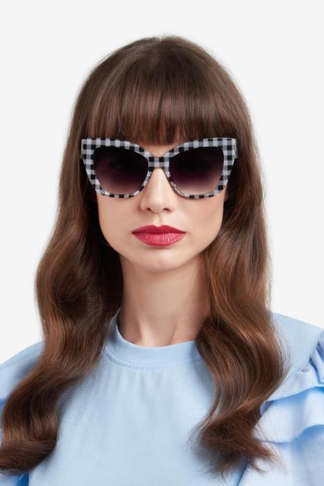Sonnenbrillen Kate Spade Bexley/G 207127 (S37 9O) farbe white black pattern form cat-eye gläser dark grey shaded