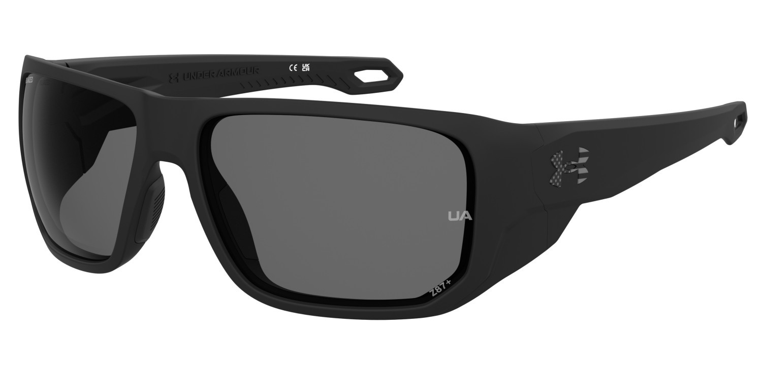 Occhiali da sole Under Armour Ua Attack Md 207180 003 6C colore matte black forma rettangolare lenti grey polarized  oleophobic