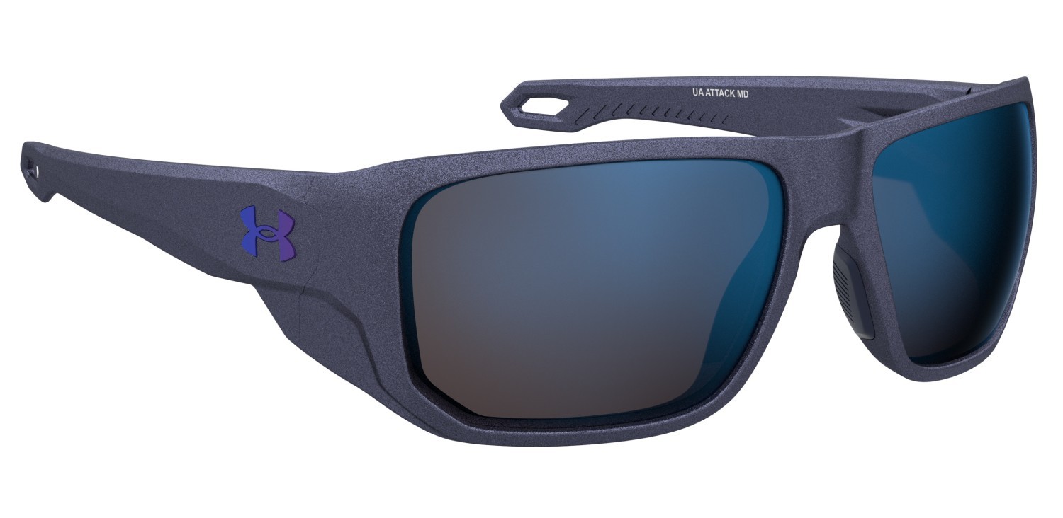 Sonnenbrillen Under Armour Ua Attack Md 207180 TZQ W1 farbe blue metalized form rechteckig gläser blue multilayer oleophobic