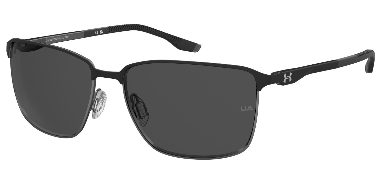 Sunglasses Under Armour Ua Retained/G 207181 RZZ M9 color matte black dark ruthenium shape rectangle lenses grey polarized