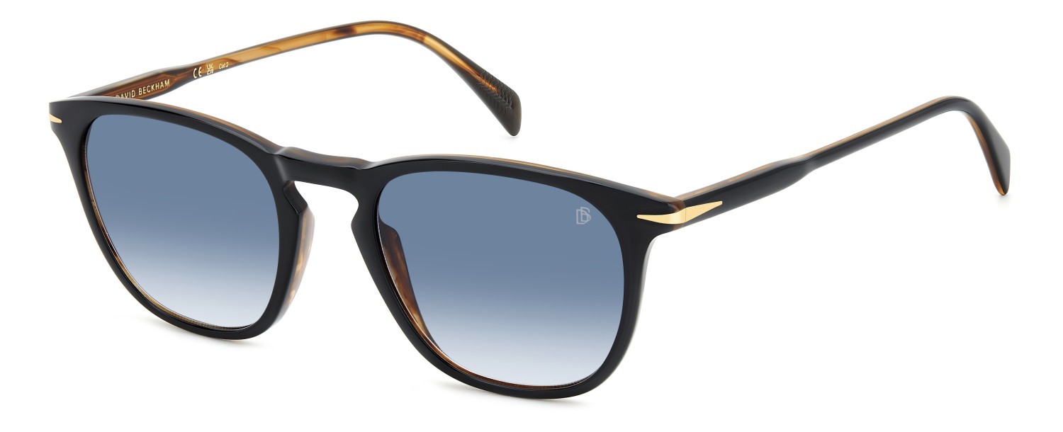 Sunglasses David Beckham Db 1160/S 207206 05K 08 color black striped brown shape rectangle lenses dk blue shaded