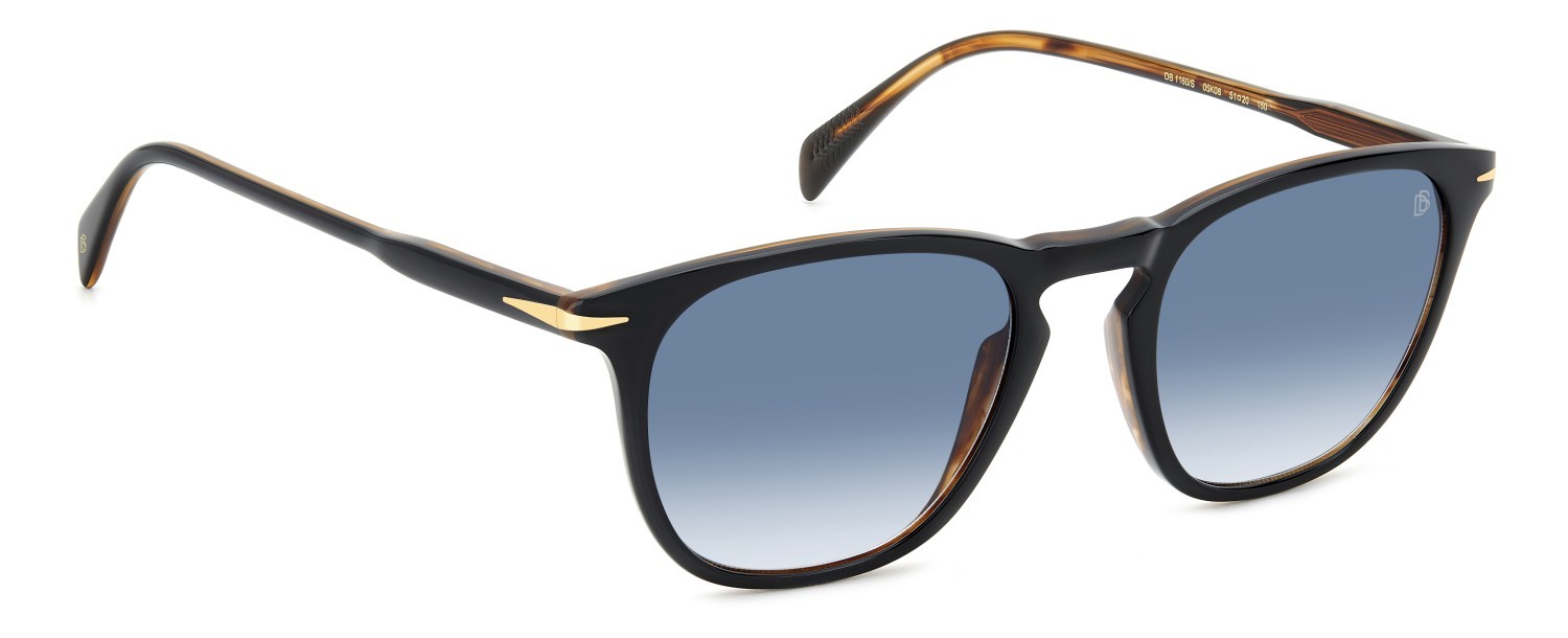 Sunglasses David Beckham Db 1160/S 207206 05K 08 color black striped brown shape rectangle lenses dk blue shaded
