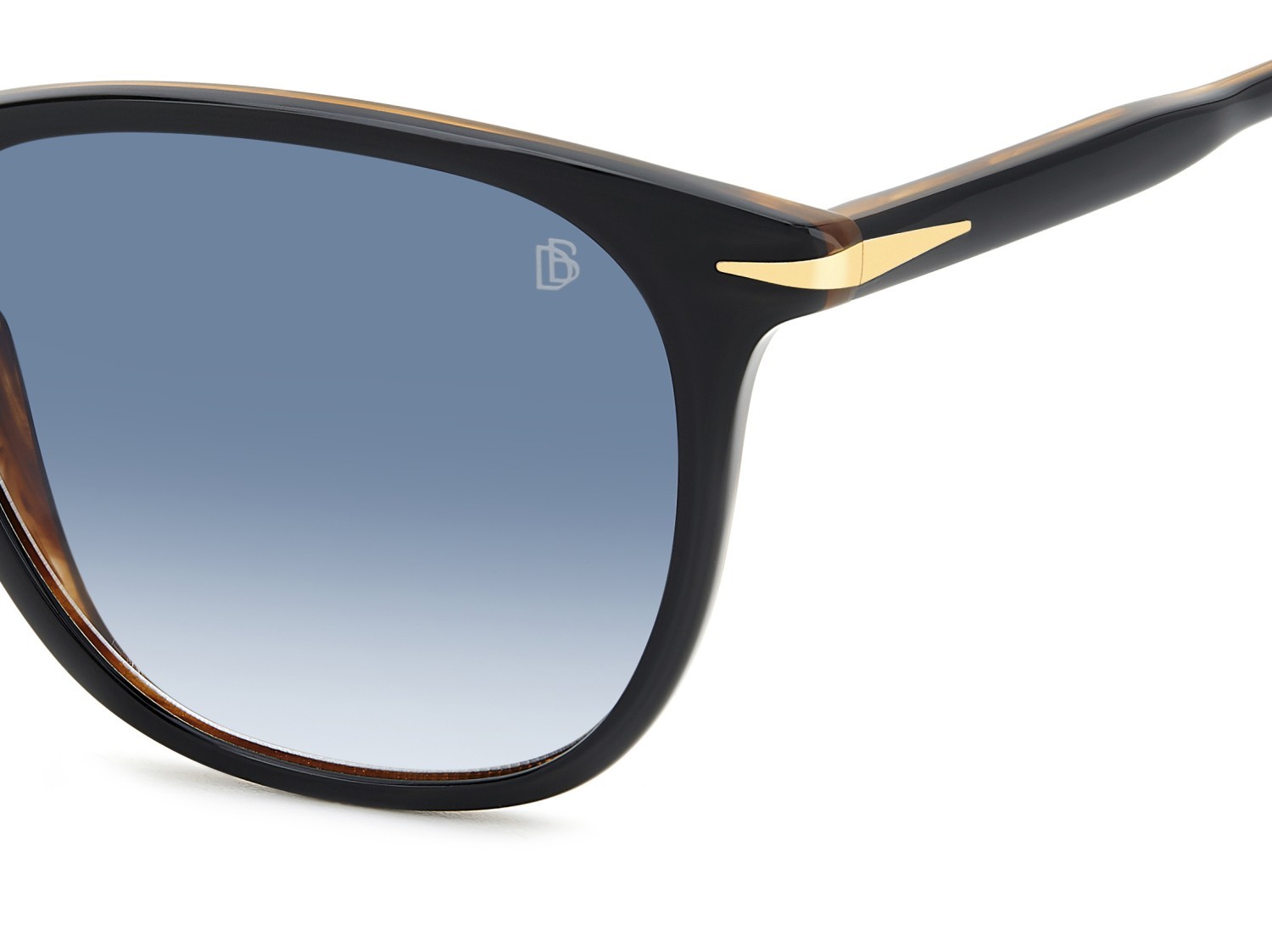 Sunglasses David Beckham Db 1160/S 207206 05K 08 color black striped brown shape rectangle lenses dk blue shaded