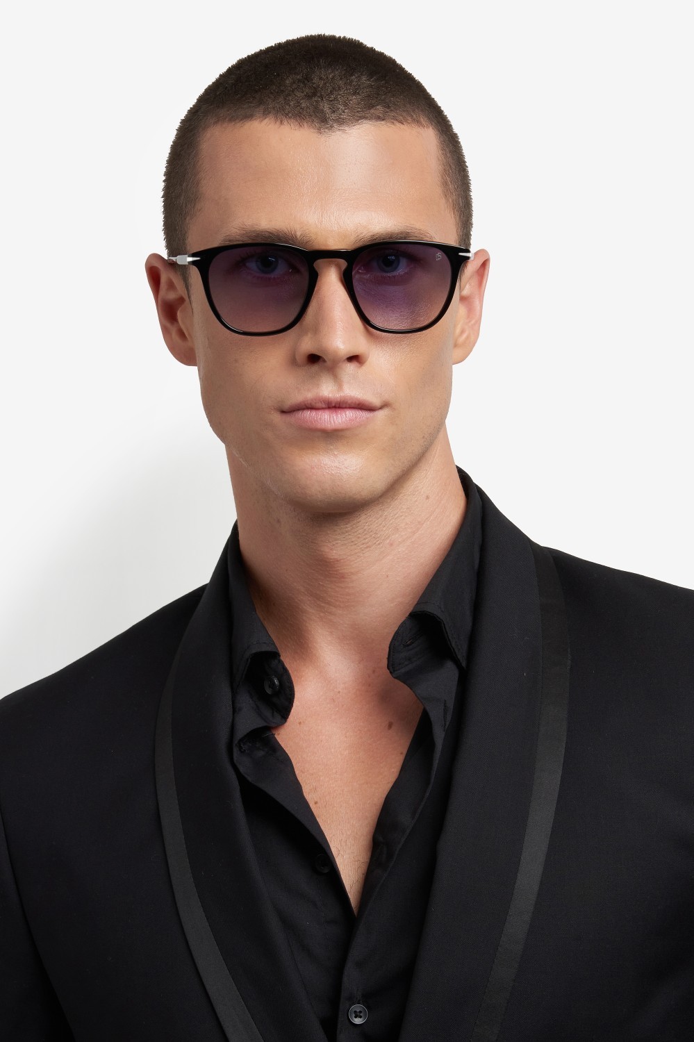 Sunglasses David Beckham Db 1160/S 207206 05K 08 color black striped brown shape rectangle lenses dk blue shaded