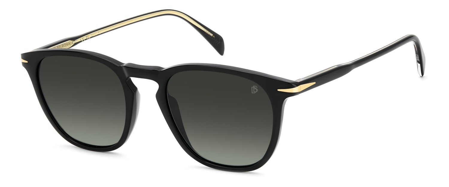 Sunglasses David Beckham Db 1160/S 207206 807 LB color black shape rectangle lenses green shaded polarized