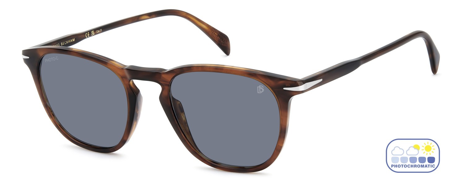 Sunglasses David Beckham Db 1160/S 207206 EX4 QZ color brown horn shape rectangle lenses azure photocromatic