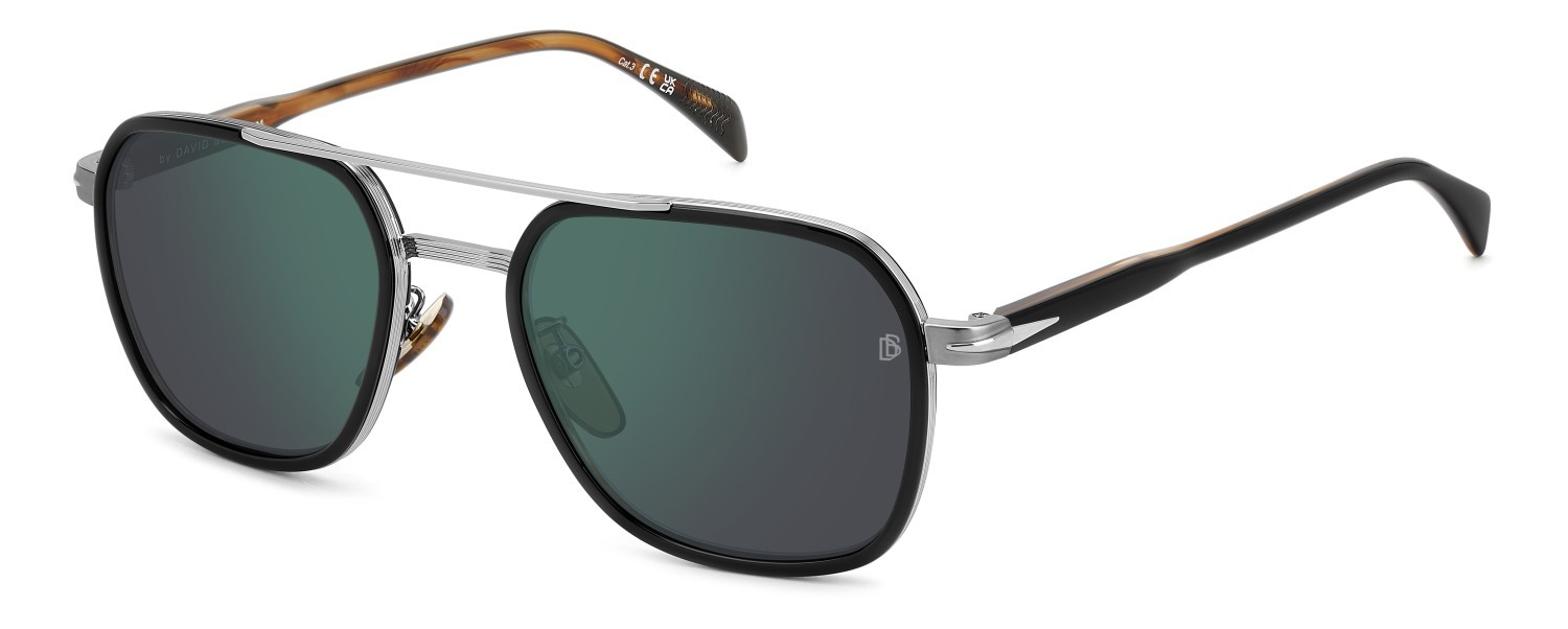 Sunglasses David Beckham Db 1161/S 207207 05K MT color black striped brown shape rectangle lenses green mirror
