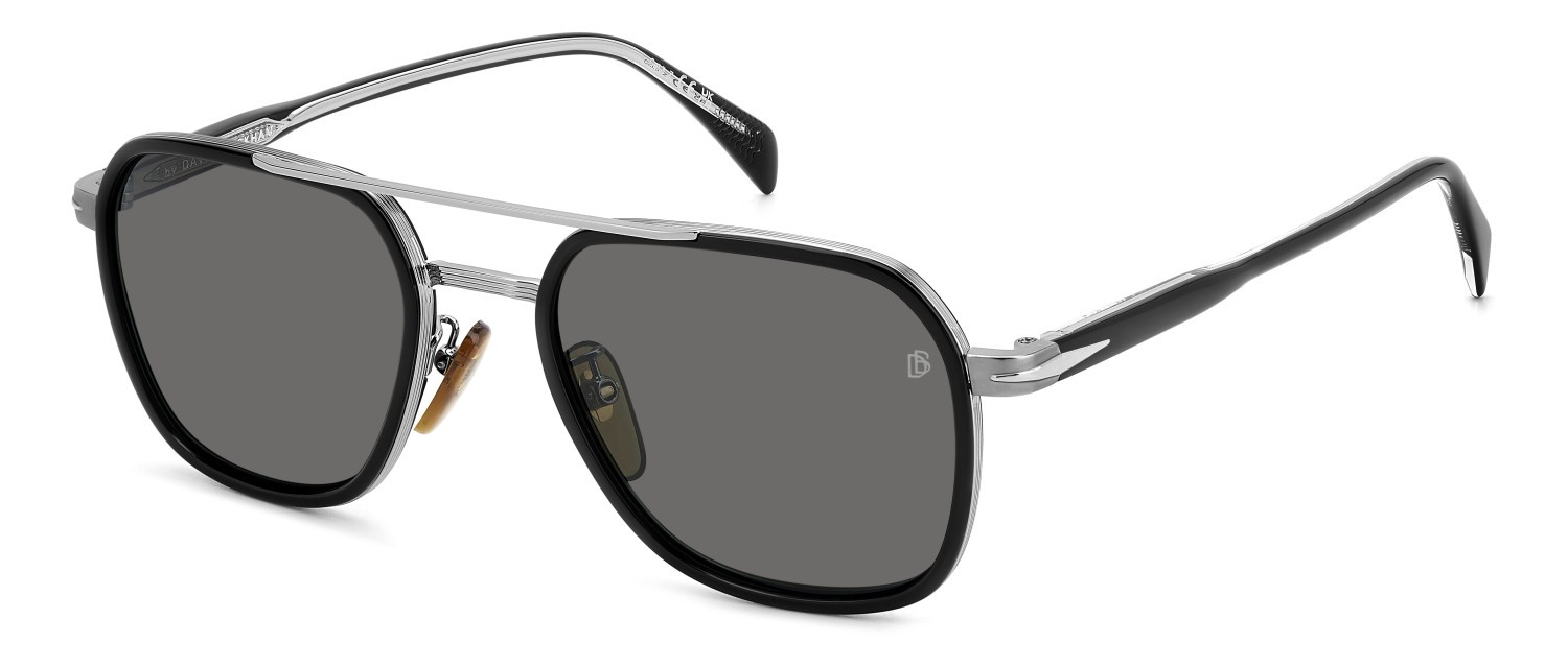 Sunglasses David Beckham Db 1161/S 207207 284 M9 color black ruthenium shape rectangle lenses grey polarized