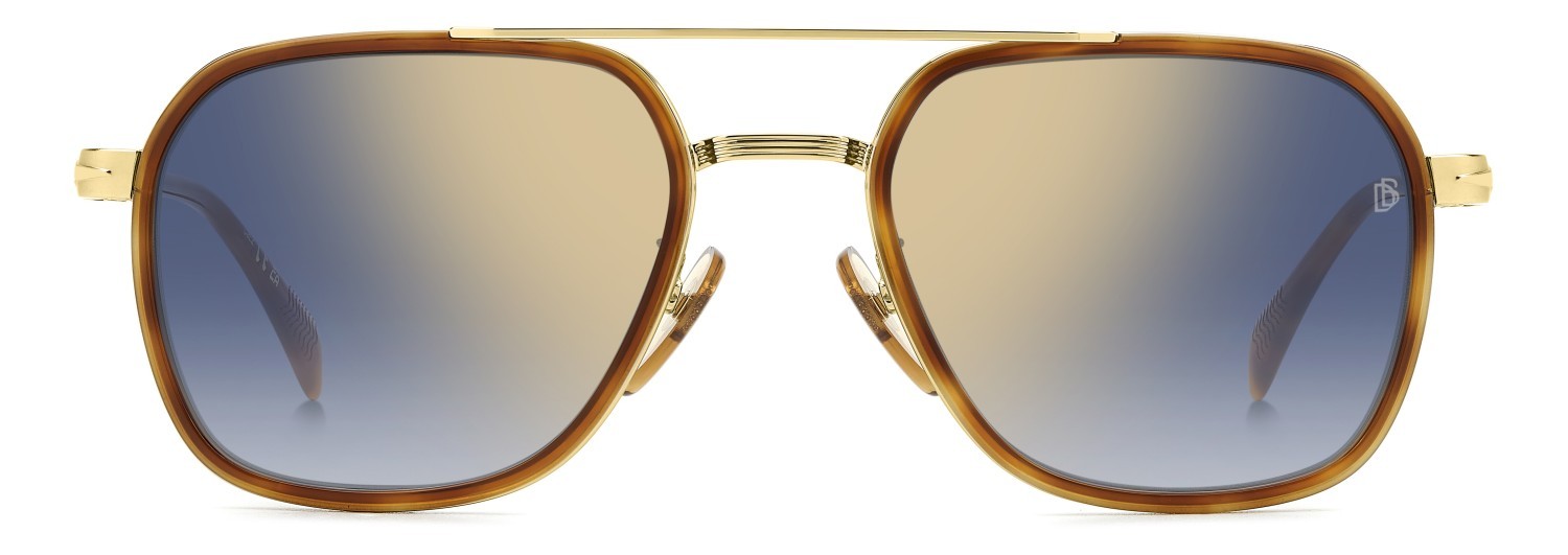 Sunglasses David Beckham Db 1161/S 207207 LVL 1V color brown havana gold shape rectangle lenses blue shaded gold mirror
