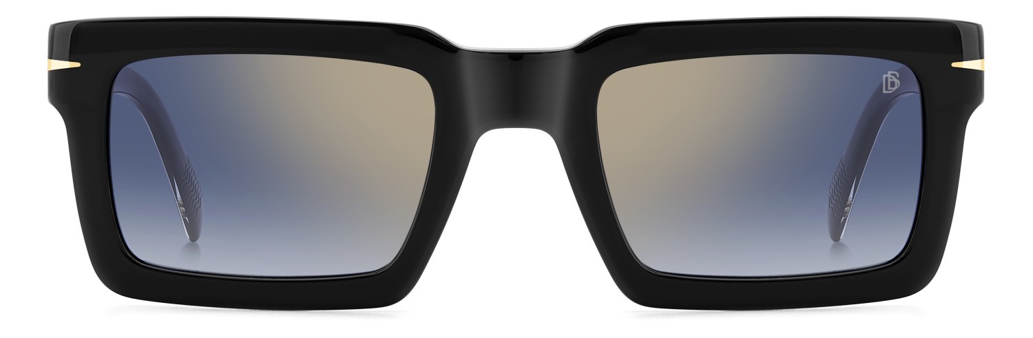 Sunglasses David Beckham Db 7126/S 207208 2M2 1V color black gold shape rectangle lenses blue shaded gold mirror