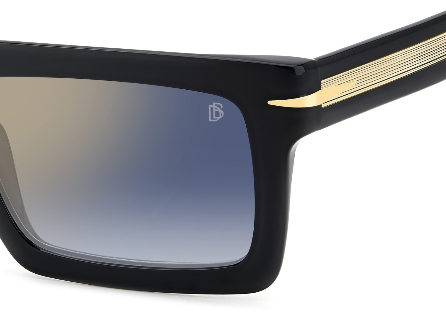 Sunglasses David Beckham Db 7126/S 207208 2M2 1V color black gold shape rectangle lenses blue shaded gold mirror