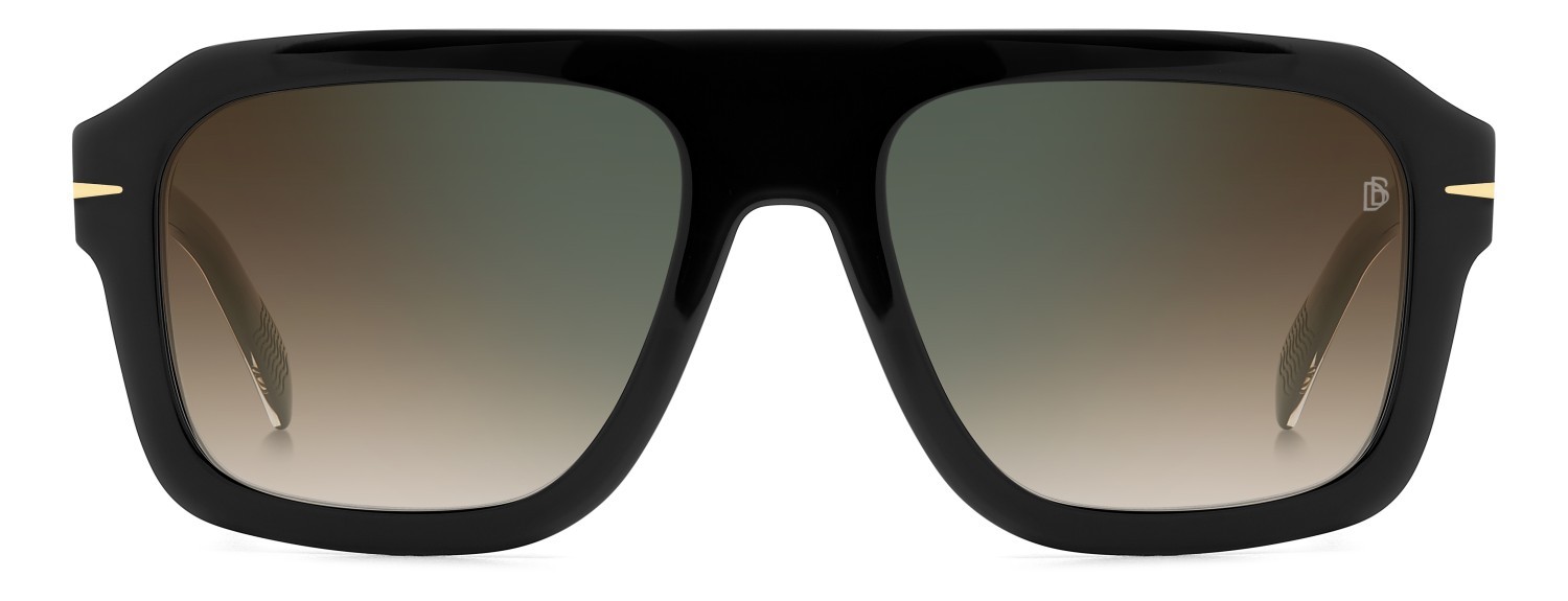Sunglasses David Beckham Db 7127/S 207209 2M2 QY color black gold shape rectangle lenses brown shaded green mirror
