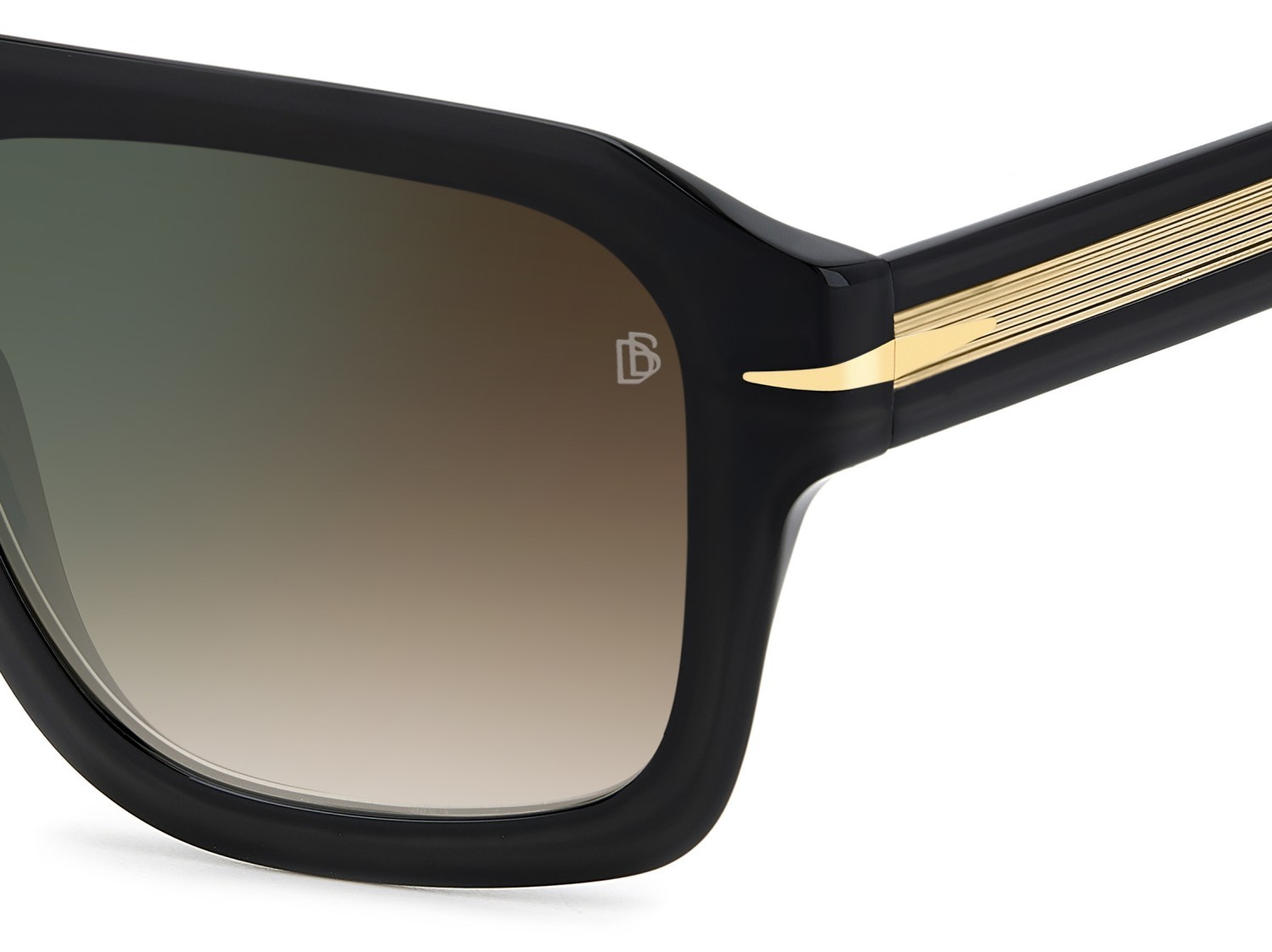 Sunglasses David Beckham Db 7127/S 207209 2M2 QY color black gold shape rectangle lenses brown shaded green mirror