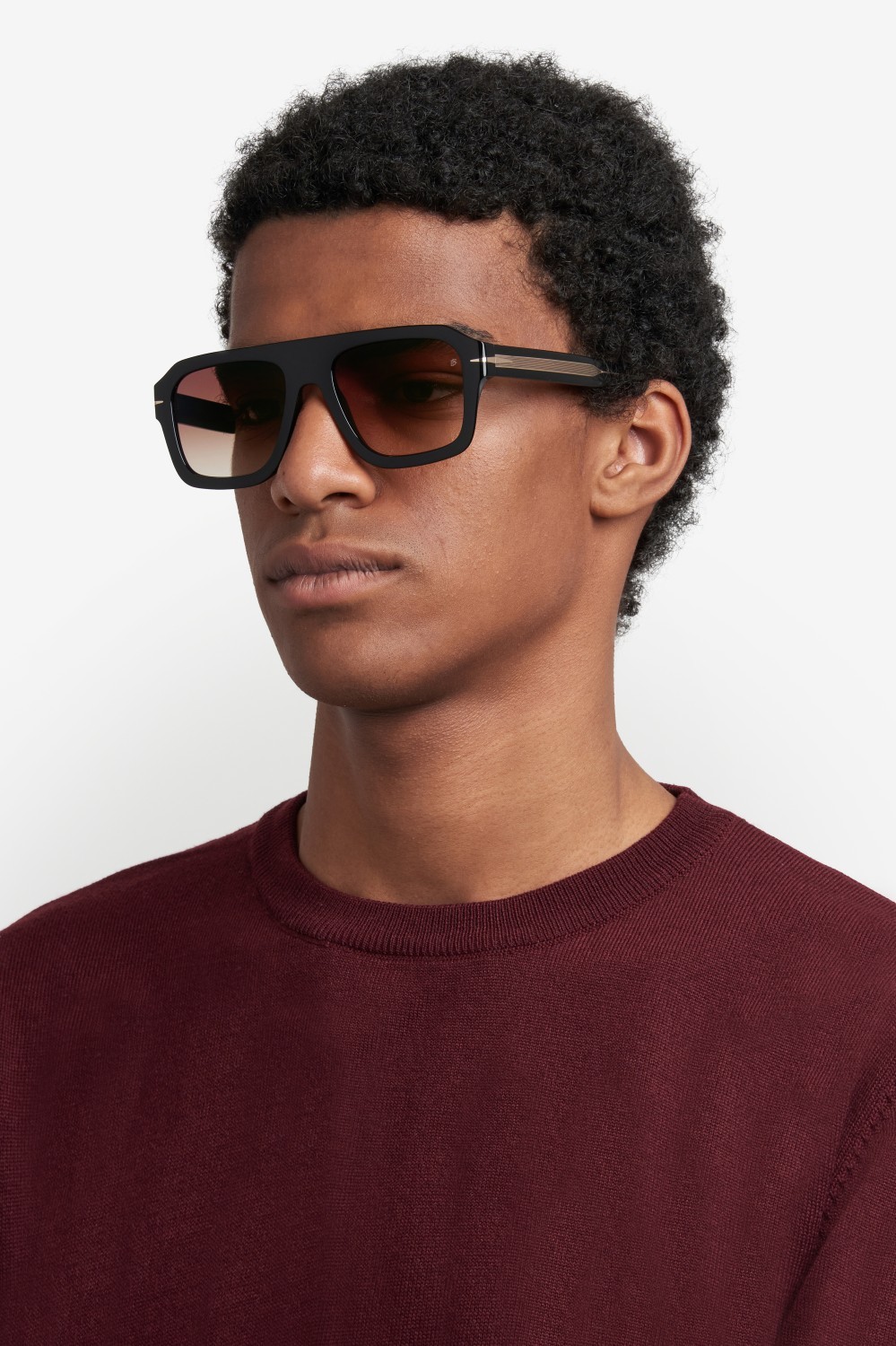 Sunglasses David Beckham Db 7127/S 207209 2M2 QY color black gold shape rectangle lenses brown shaded green mirror