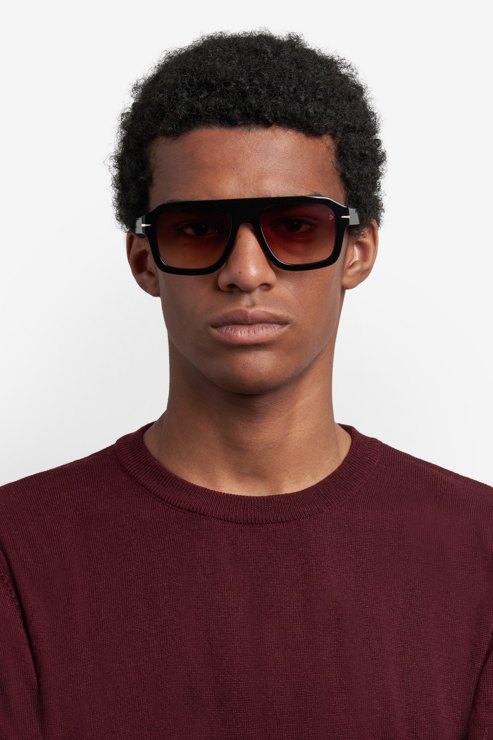 Sunglasses David Beckham Db 7127/S 207209 2M2 QY color black gold shape rectangle lenses brown shaded green mirror