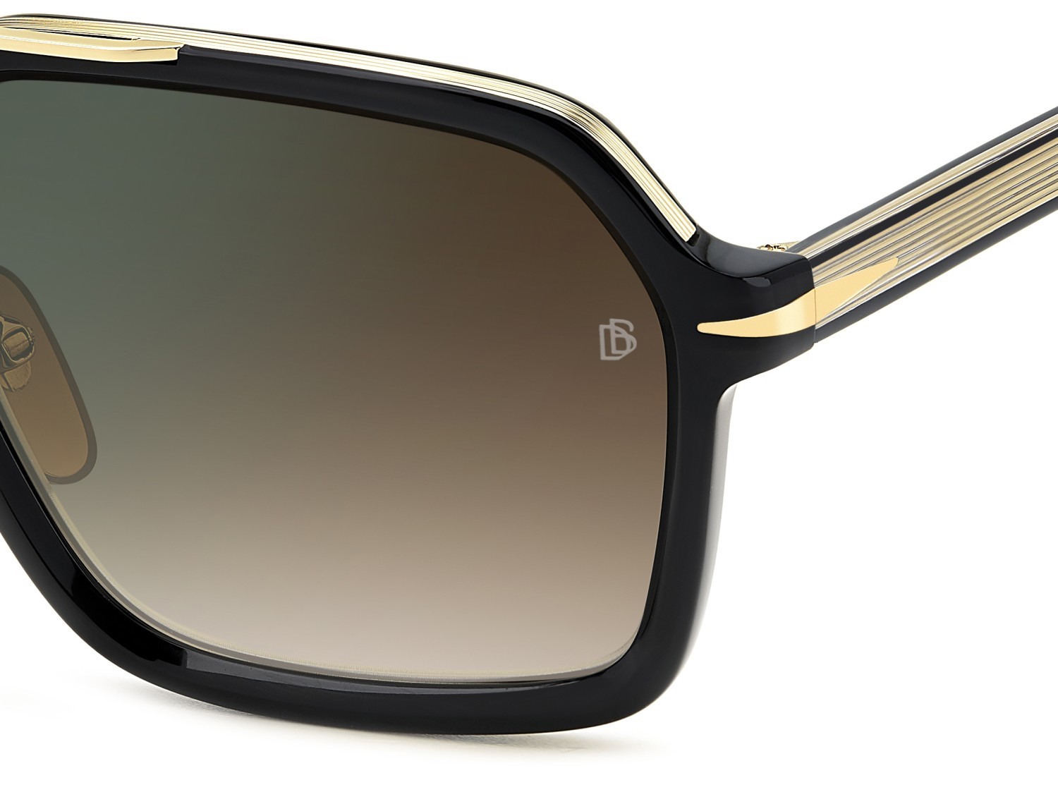 Sunglasses David Beckham Db 7128/S 207210 2M2 QY color black gold shape rectangle lenses brown shaded green mirror