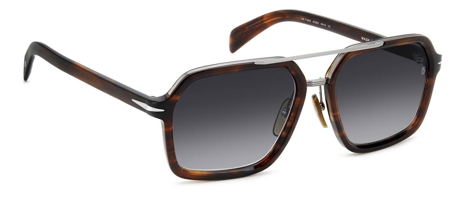 Sonnenbrillen David Beckham Db 7128/S 207210 6C5 9O farbe brown horn ruthenium form rechteckig gläser dark grey shaded