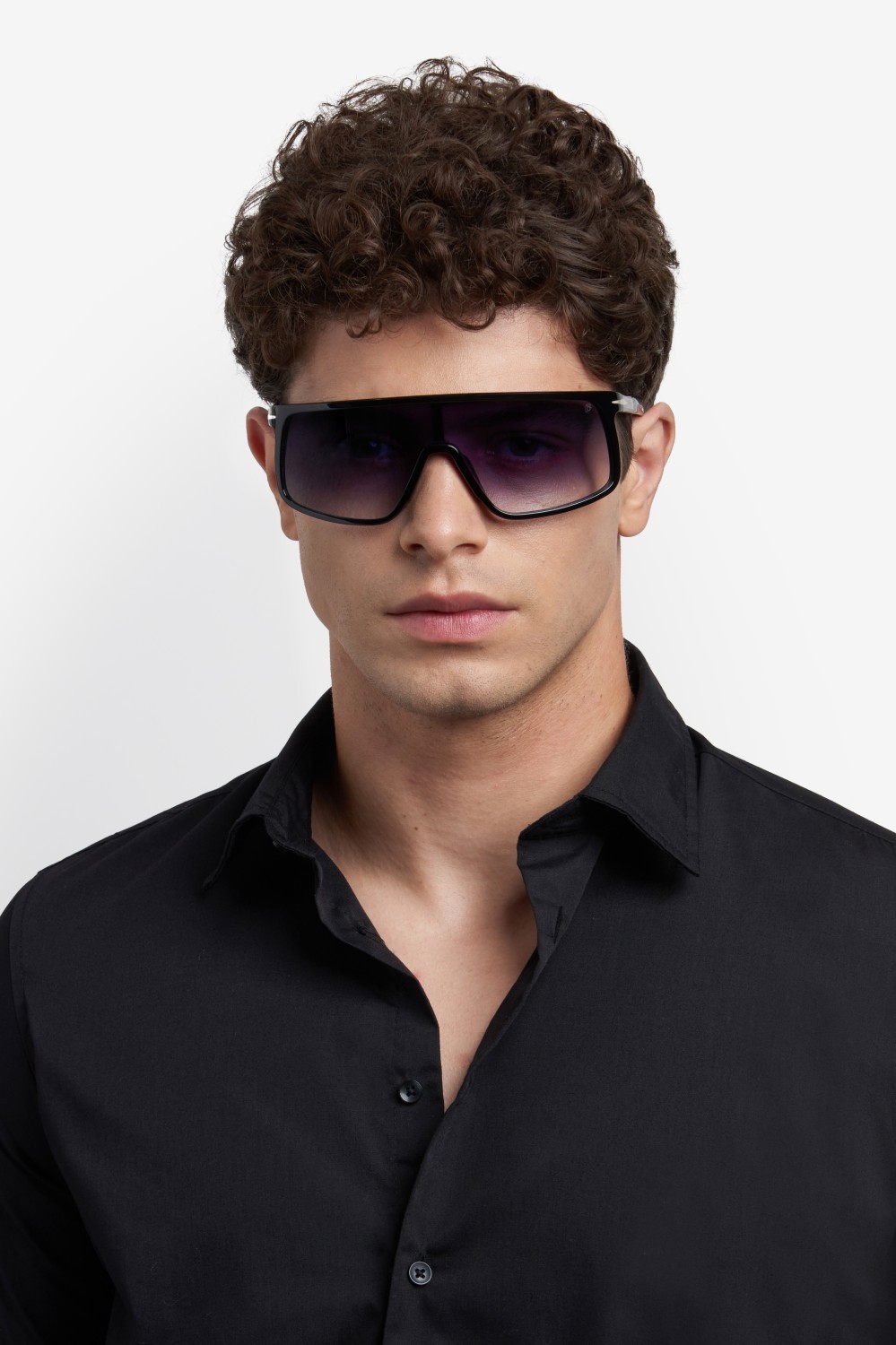 Sonnenbrillen David Beckham Db 99/VISOR 207226 2M2 08 farbe black gold form maske gläser dk blue shaded