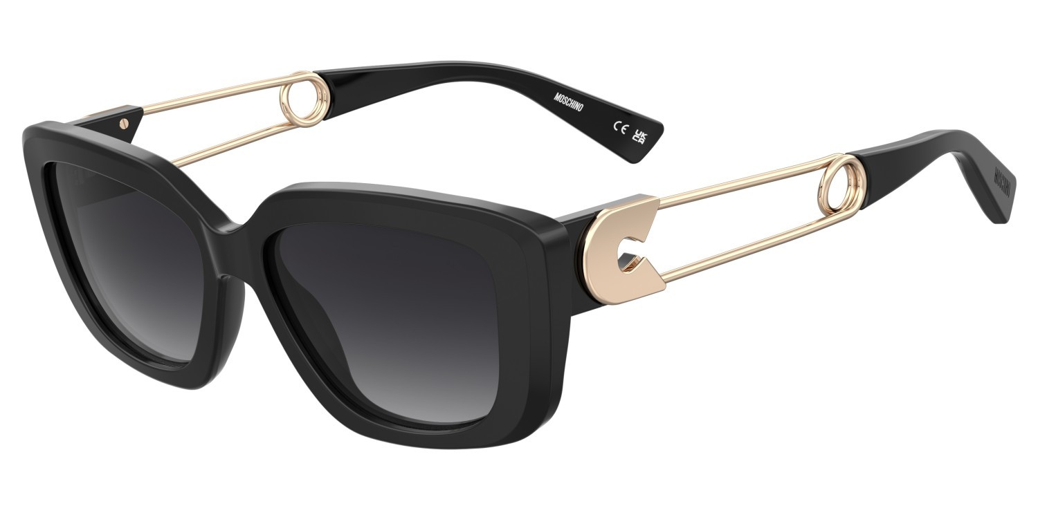 Occhiali da sole Moschino Mos168/S 207248 807 9O colore black forma rettangolare lenti dark grey shaded