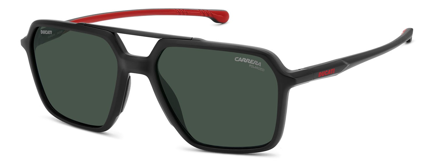 Sunglasses Carrera Ducati Carduc 042/S 207357 (003 UC) color matte black shape rectangle lenses green polarized