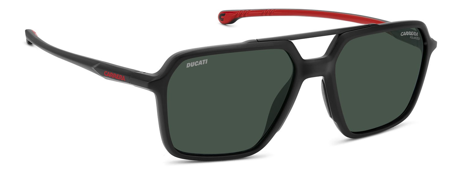 Sunglasses Carrera Ducati Carduc 042/S 207357 (003 UC) color matte black shape rectangle lenses green polarized