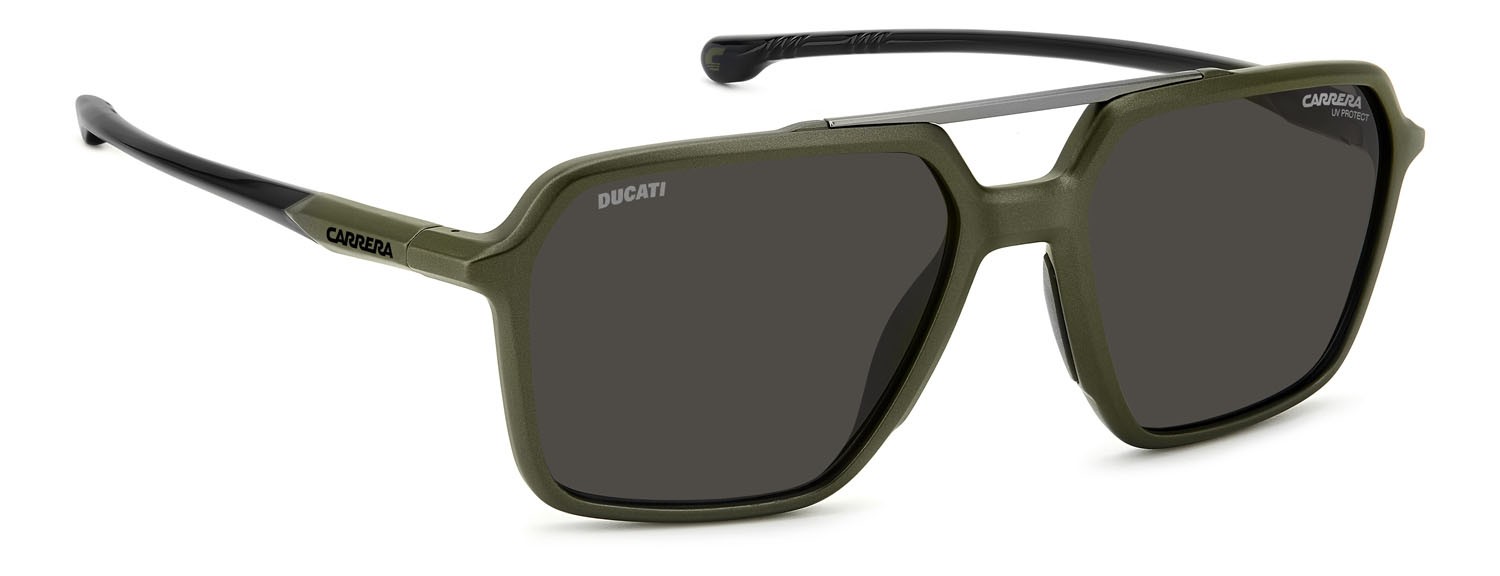 Occhiali da sole Carrera Ducati Carduc 042/S 207357 (TBO 2K) colore military green forma rettangolare lenti grey antireflex