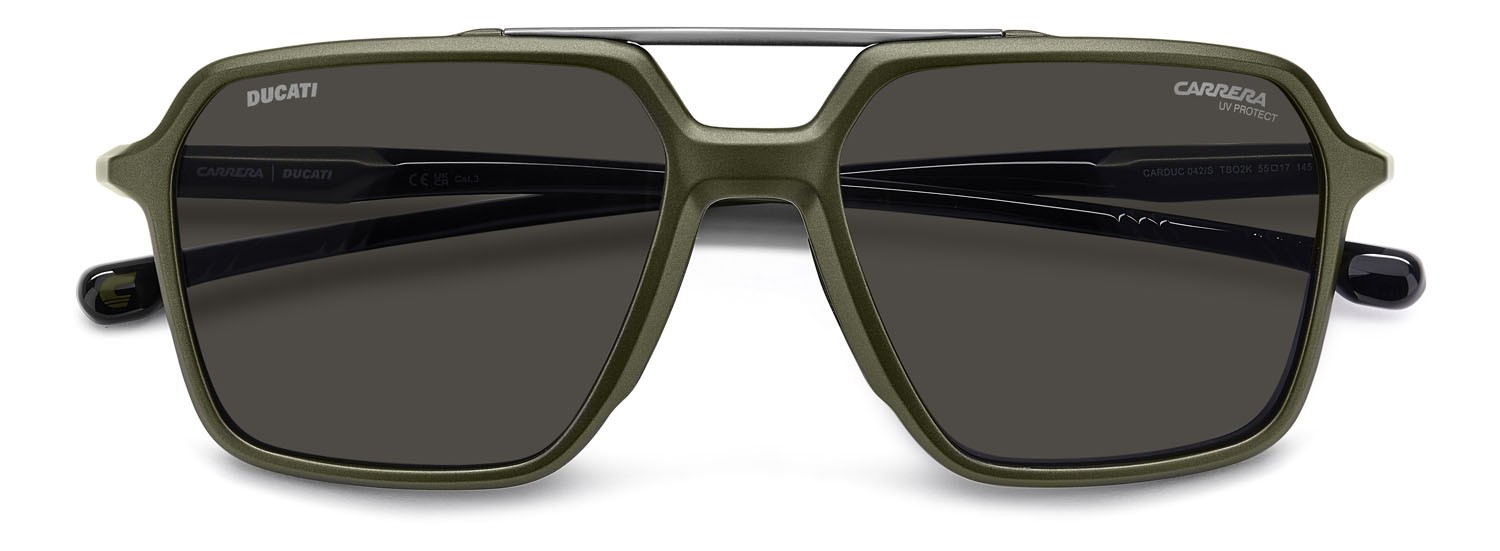 Occhiali da sole Carrera Ducati Carduc 042/S 207357 (TBO 2K) colore military green forma rettangolare lenti grey antireflex