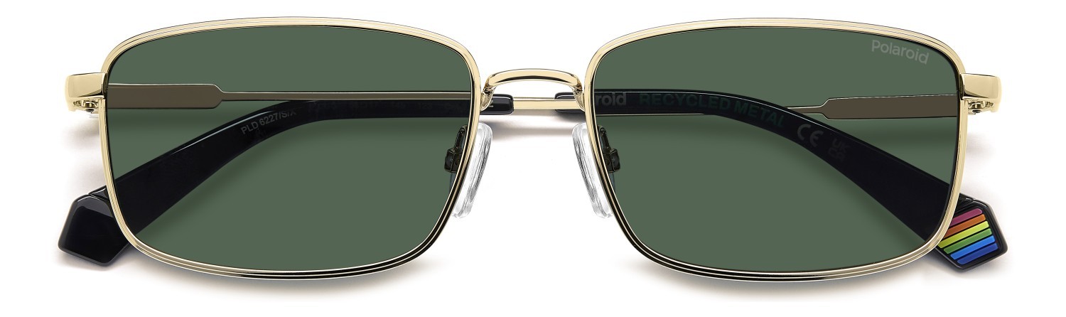 Occhiali da sole Polaroid Pld 6227/S 207364 J5G UC colore gold forma rettangolare lenti green polarized