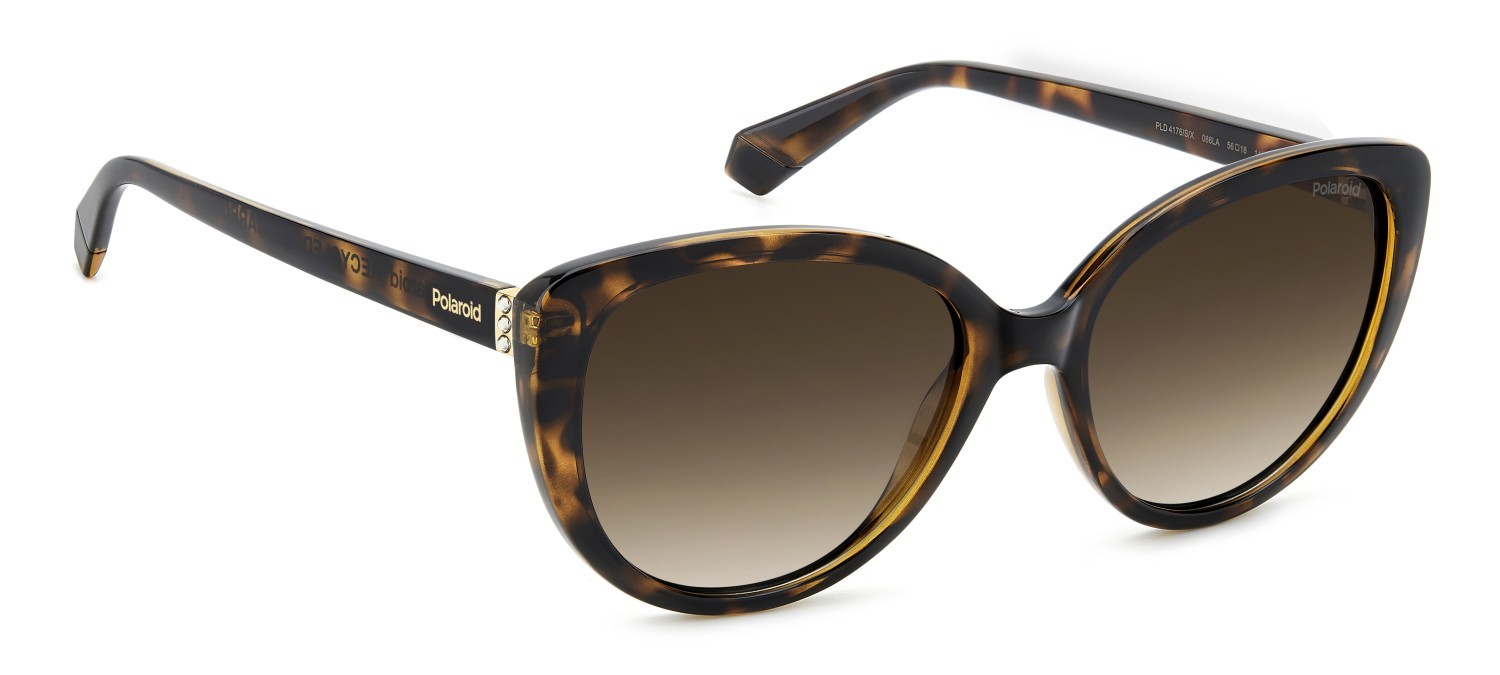Sunglasses Polaroid Pld 4176/S 207366 086 LA color havana shape cat eye lenses brown shaded polarized