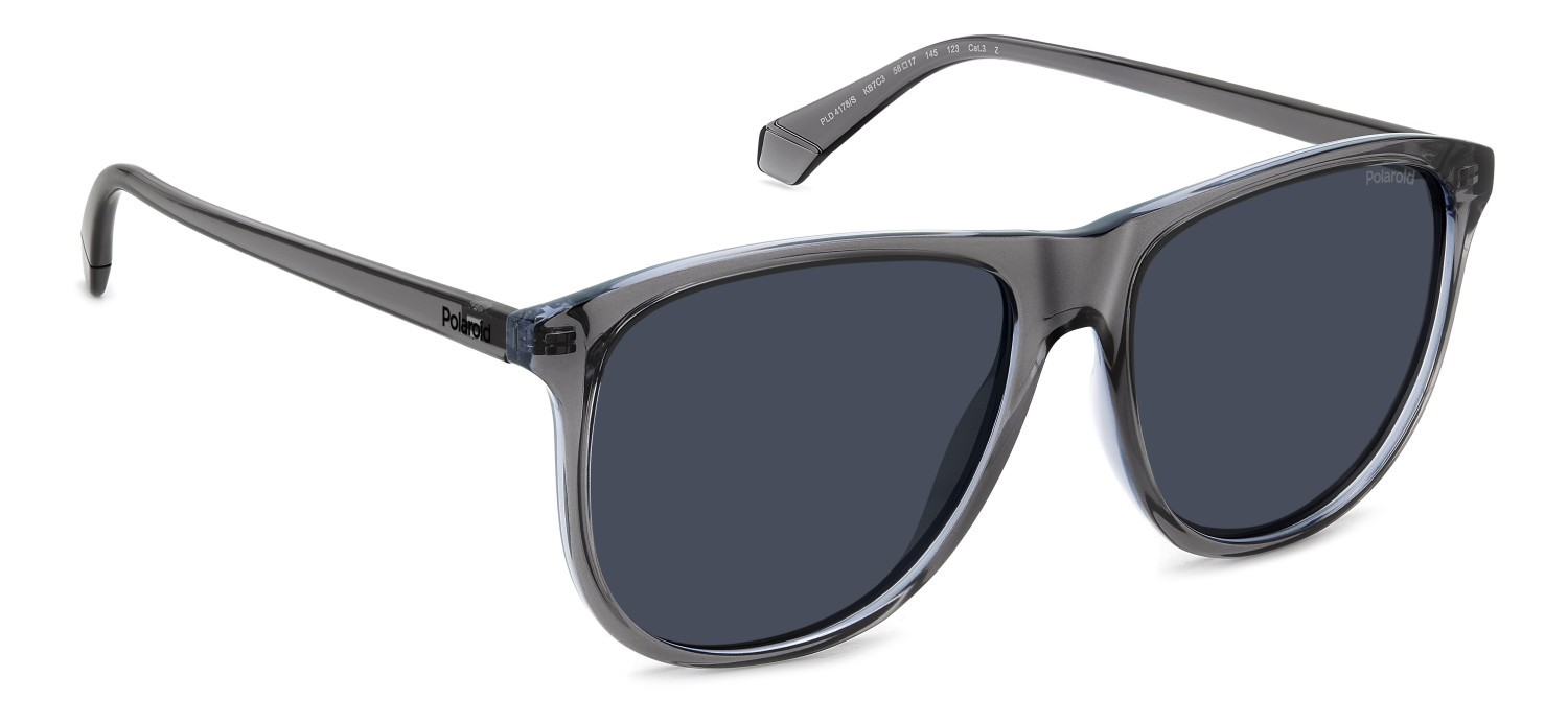 Sunglasses Polaroid Pld 4178/S 207368 KB7 C3 color grey shape rectangle lenses blue polarized