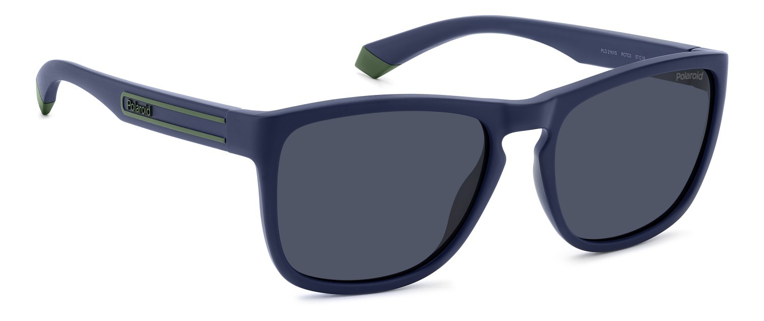 Occhiali da sole Polaroid Pld 2161/S 207372 RCT C3 colore matt blue forma rettangolare lenti blue polarized