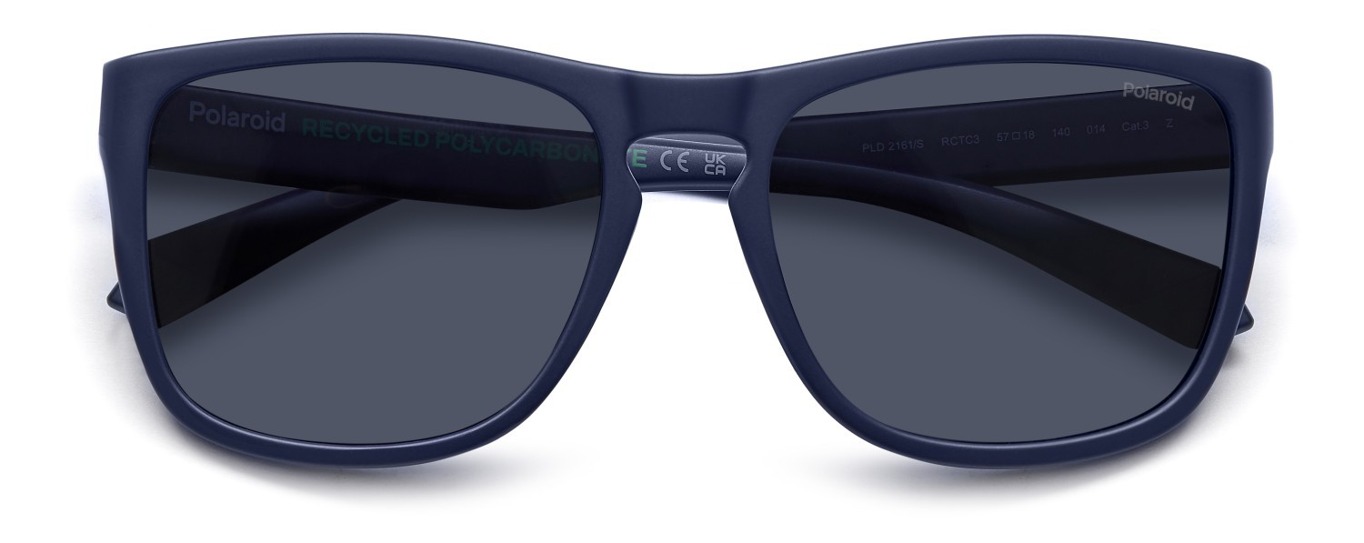 Occhiali da sole Polaroid Pld 2161/S 207372 RCT C3 colore matt blue forma rettangolare lenti blue polarized