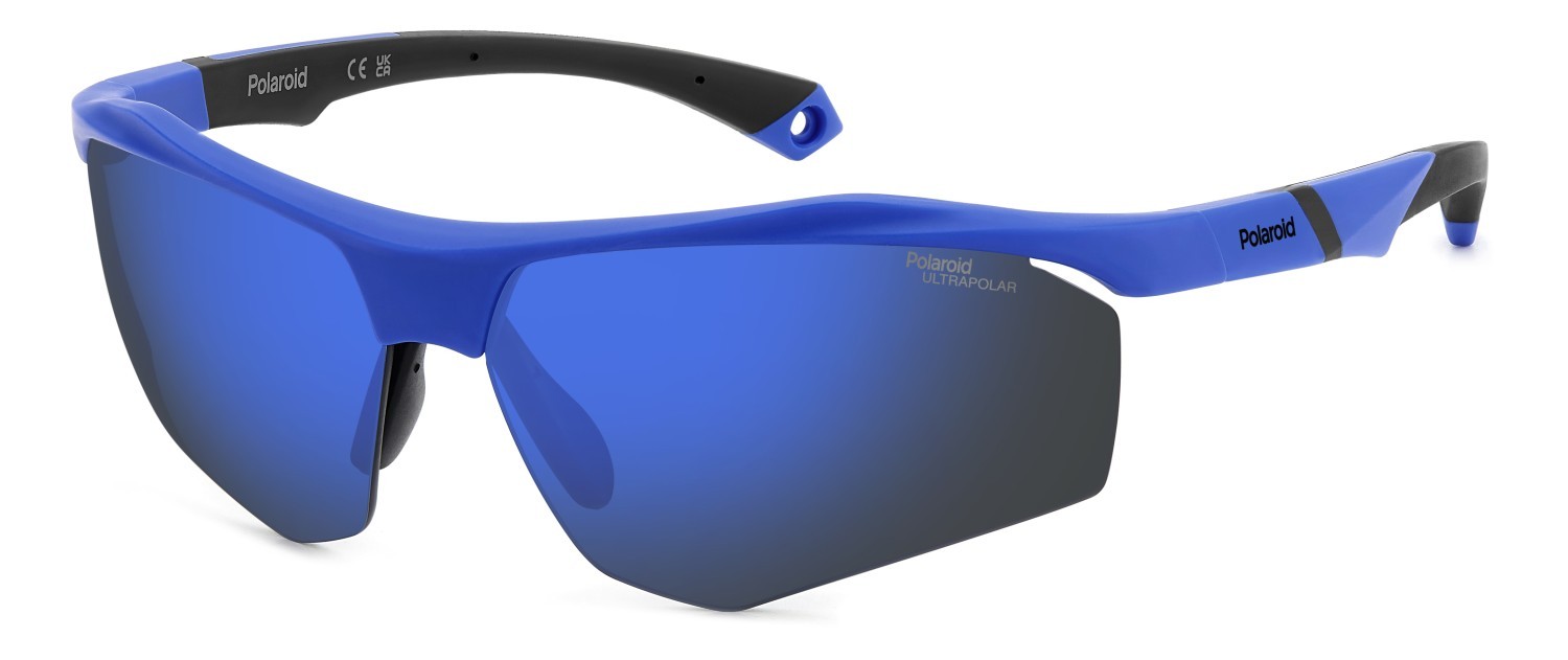 Occhiali da sole Polaroid Pld 7055/S 207374 FLL QG colore matte blue forma rettangolare lenti blue mirror polarized high contrast