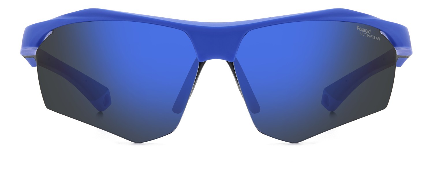 Occhiali da sole Polaroid Pld 7055/S 207374 FLL QG colore matte blue forma rettangolare lenti blue mirror polarized high contrast