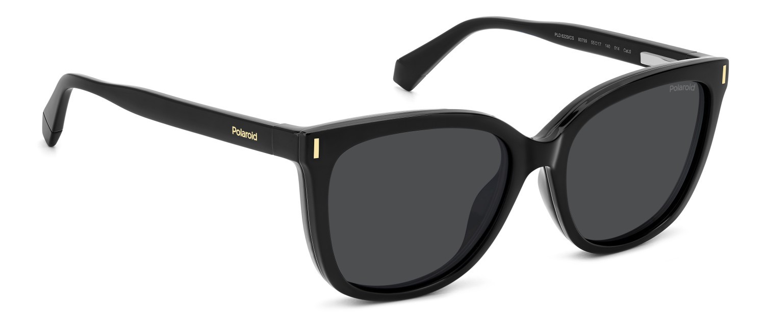Eyeglasses Polaroid Pld 6229/CS 207375 807 color black shape rectangle lenses grey polarized