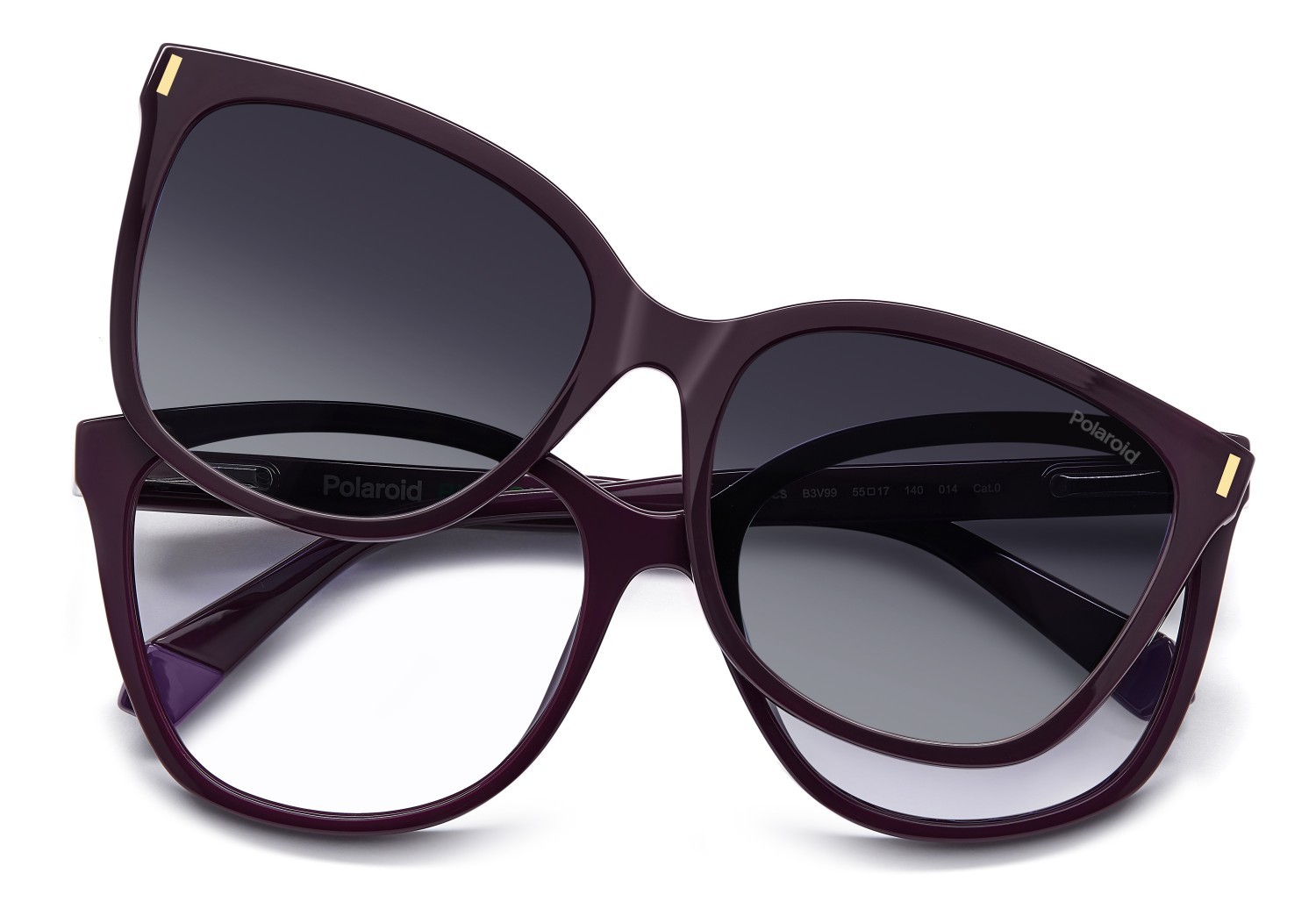 Eyeglasses Polaroid Pld 6229/CS 207375 B3V color violet shape rectangle lenses grey shaded polarized