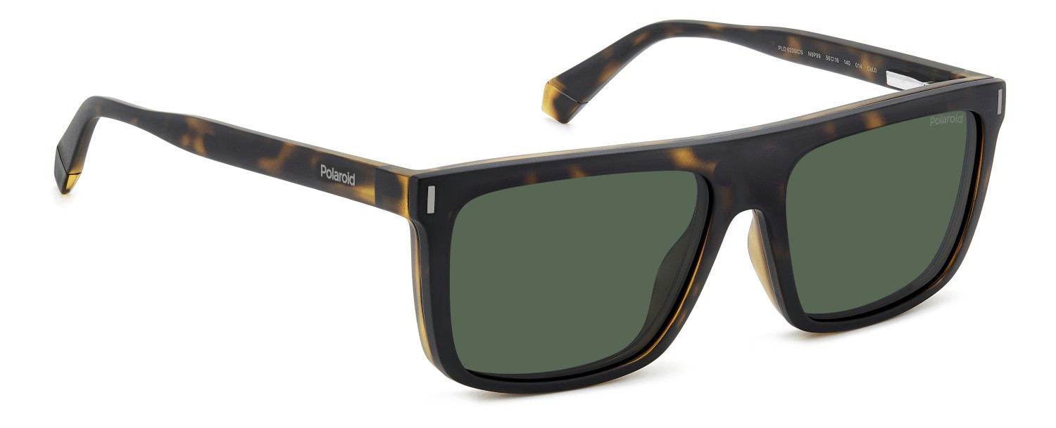 Eyeglasses Polaroid Pld 6230/CS 207376 N9P color matte havana shape rectangle lenses green polarized