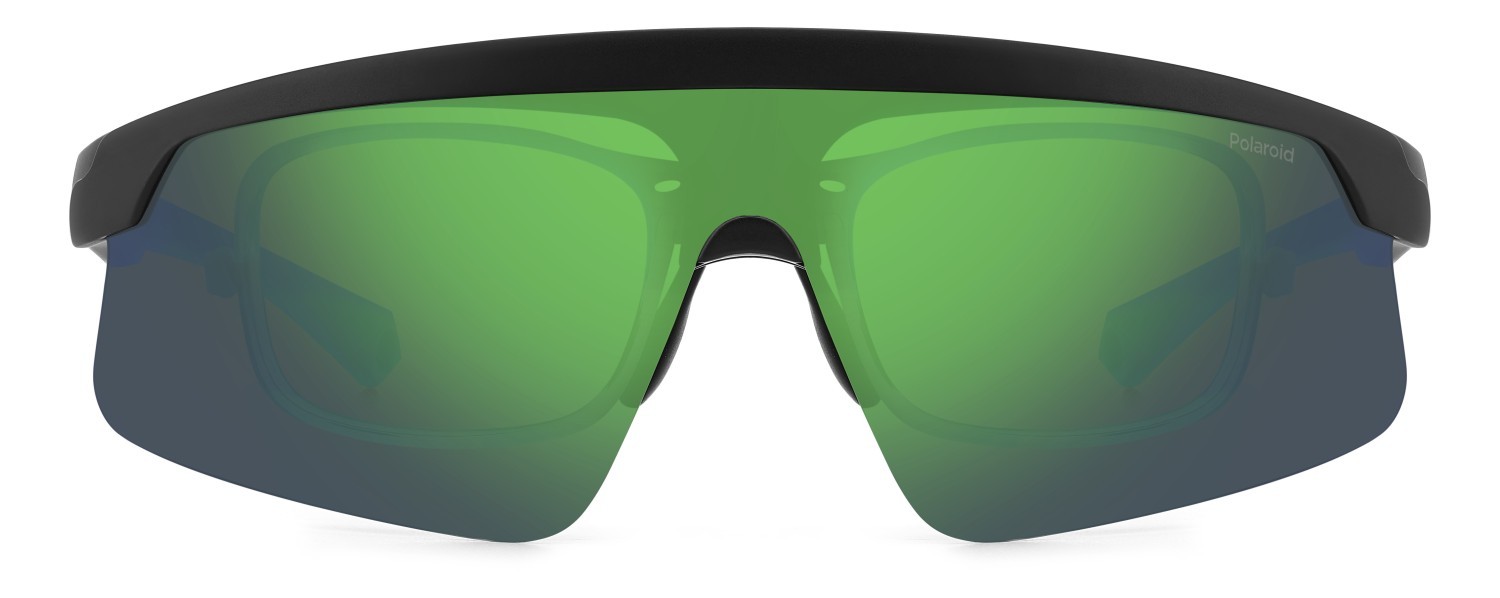 Occhiali da sole Polaroid Pld 7056/CI 207377 3OL 5Z colore matte black green forma rettangolare lenti greygreen mirror polarized