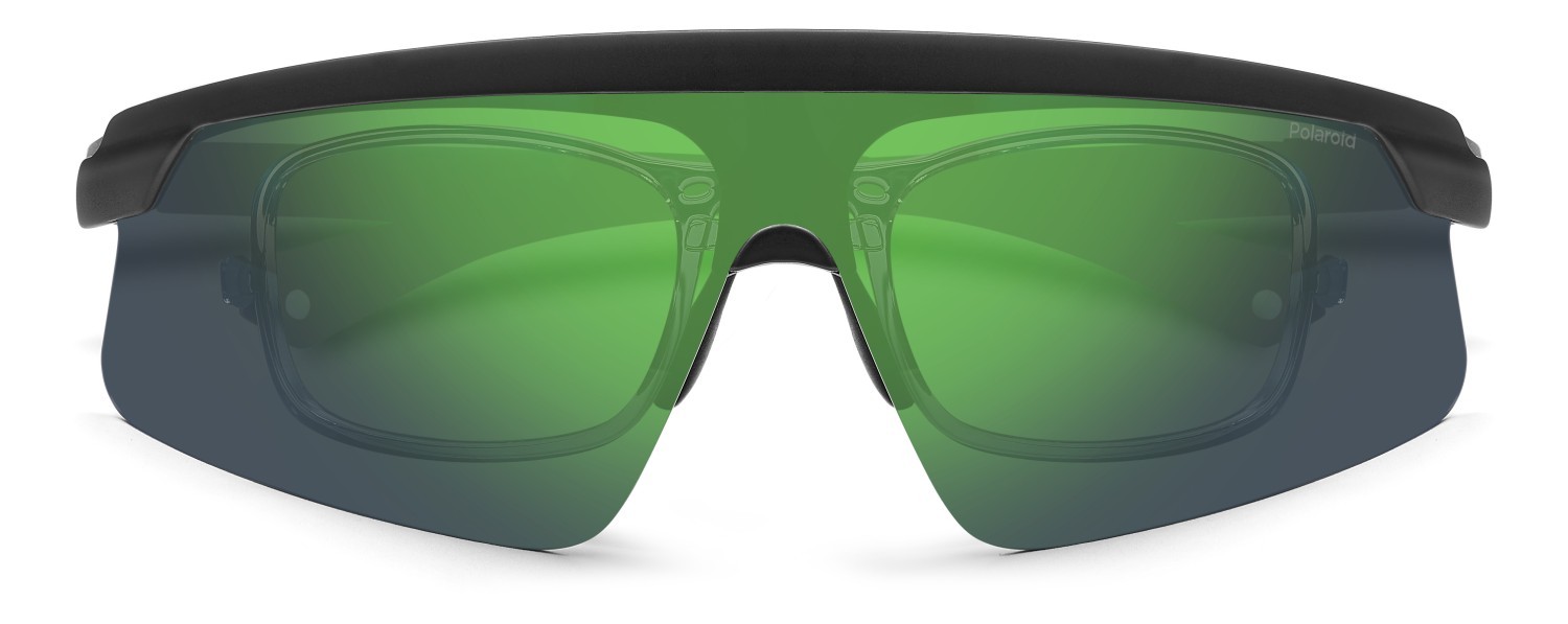 Occhiali da sole Polaroid Pld 7056/CI 207377 3OL 5Z colore matte black green forma rettangolare lenti greygreen mirror polarized