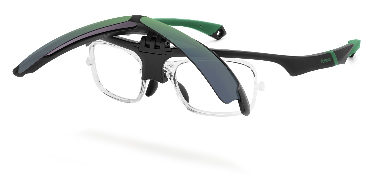 Occhiali da sole Polaroid Pld 7056/CI 207377 3OL 5Z colore matte black green forma rettangolare lenti greygreen mirror polarized