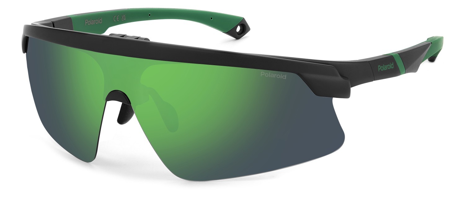 Occhiali da sole Polaroid Pld 7056/CI 207377 3OL 5Z colore matte black green forma rettangolare lenti greygreen mirror polarized