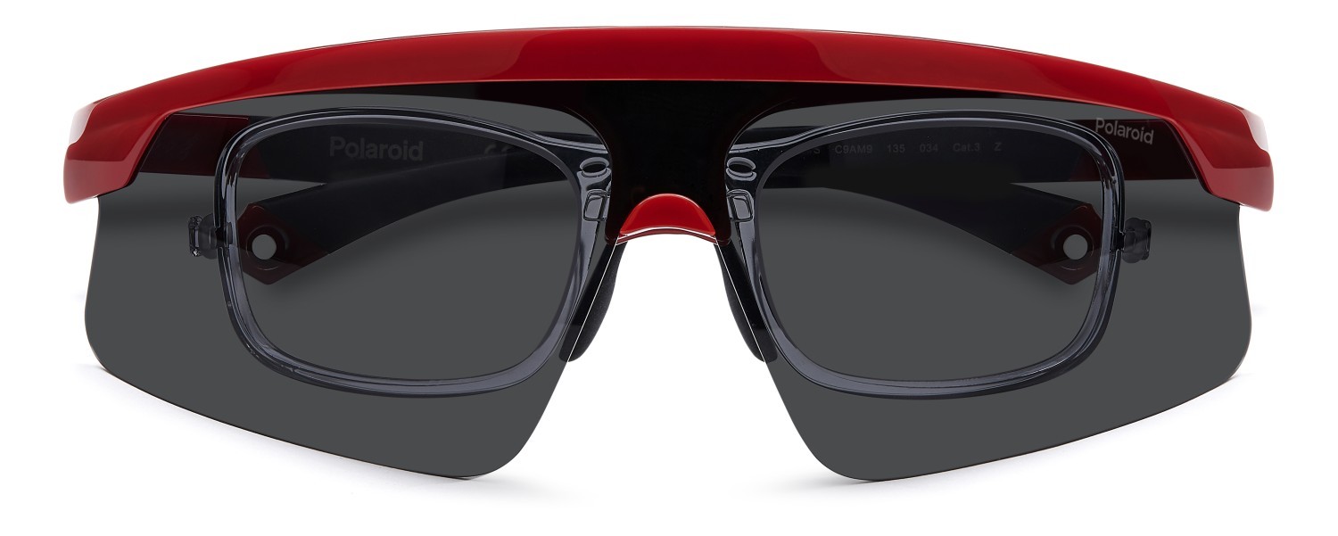 Sunglasses Polaroid Pld 7056/CI 207377 C9A M9 color red shape rectangle lenses grey polarized