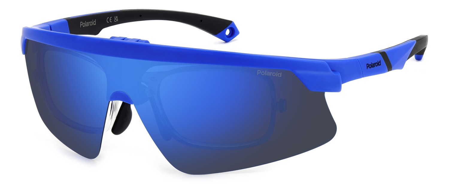 Sunglasses Polaroid Pld 7056/CI 207377 RCT 5X color matt blue shape rectangle lenses blue mirror polarized