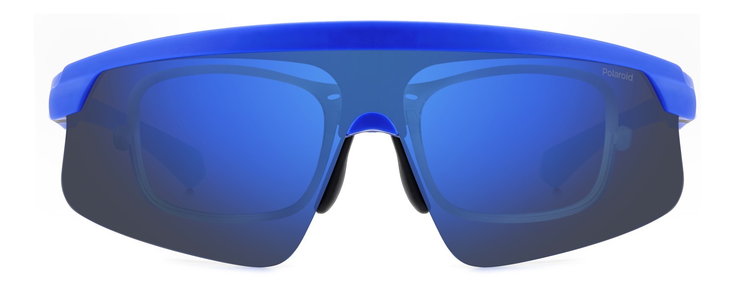 Sunglasses Polaroid Pld 7056/CI 207377 RCT 5X color matt blue shape rectangle lenses blue mirror polarized